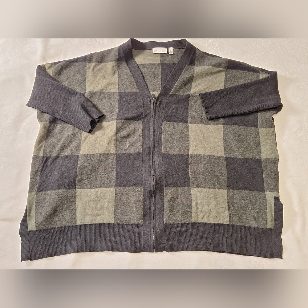 Rafaella Plus Size 2X Sweater Cardigan – Zip Closure, Check Plaid Pattern